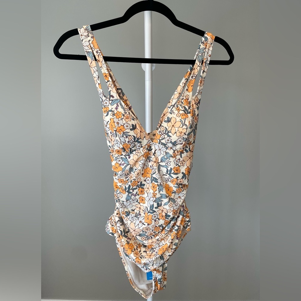 Cupshe Floral Swimsuit in Cream and Orange Size Small NWT